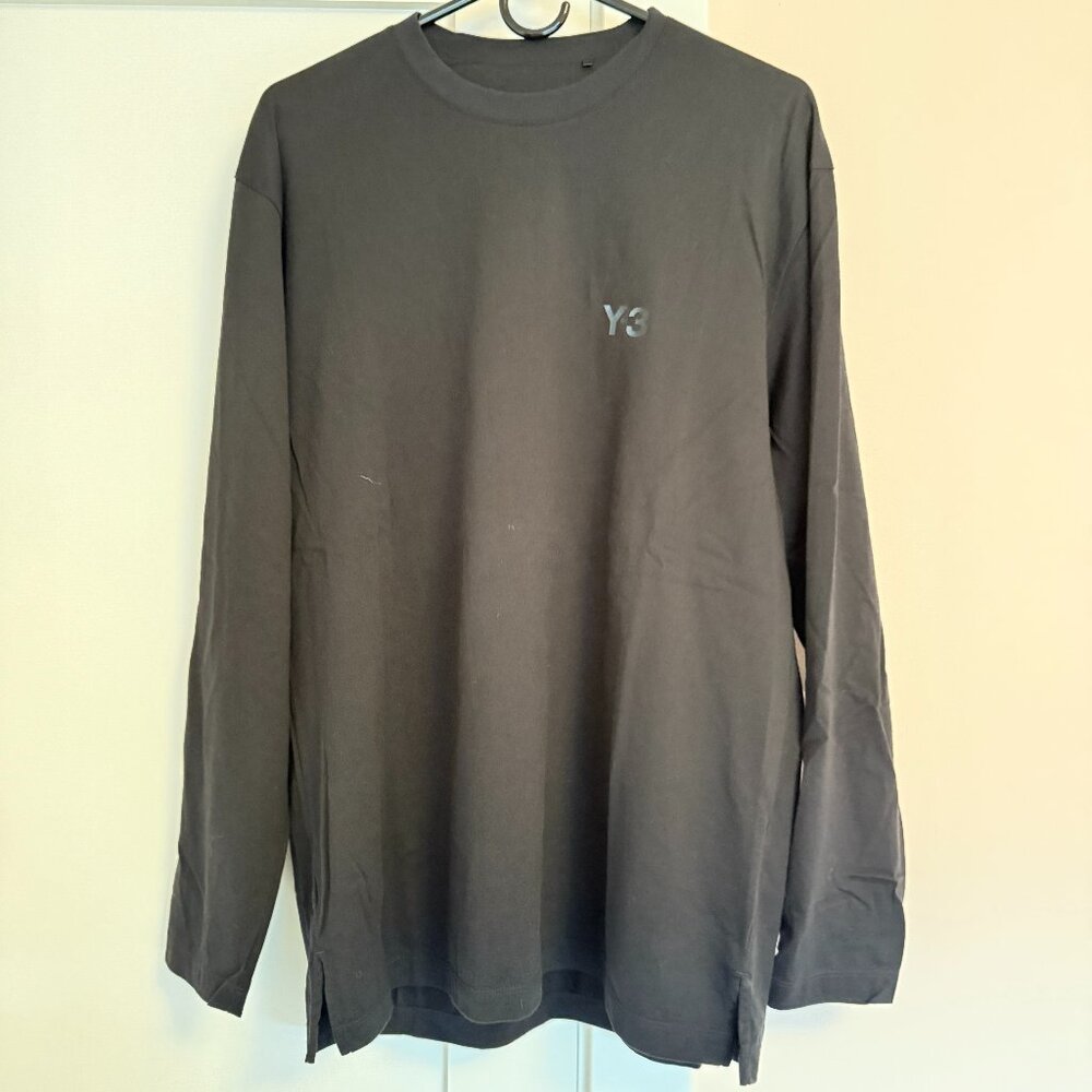 Y-3 Crew Neck Long Sleeve Tee Black Size M 100% Cotton